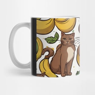 Brown Cat Banana Pattern Mug